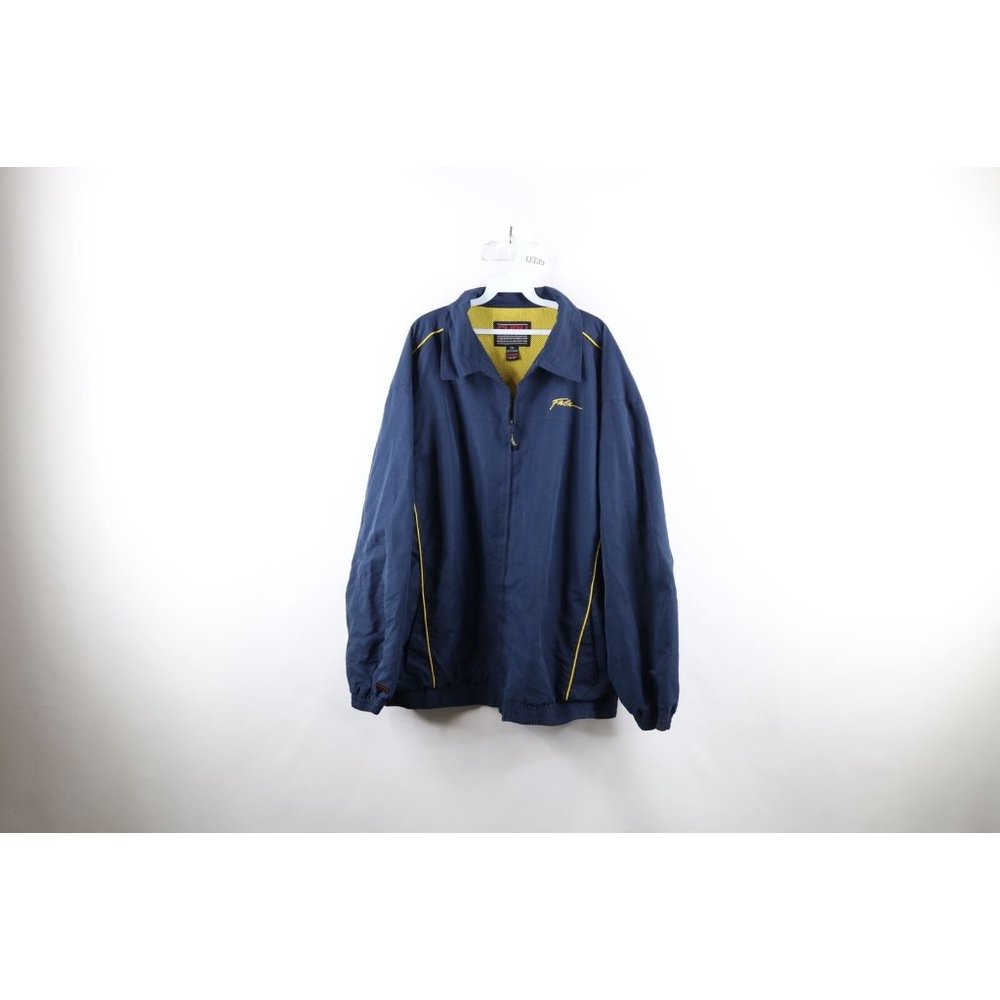 Vintage 90s FUBU Mens Size 2XL XXL Spell Out Baggy Fit Windbreaker Jacket Blue